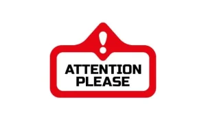 Red warning sign asking for viewers' attention